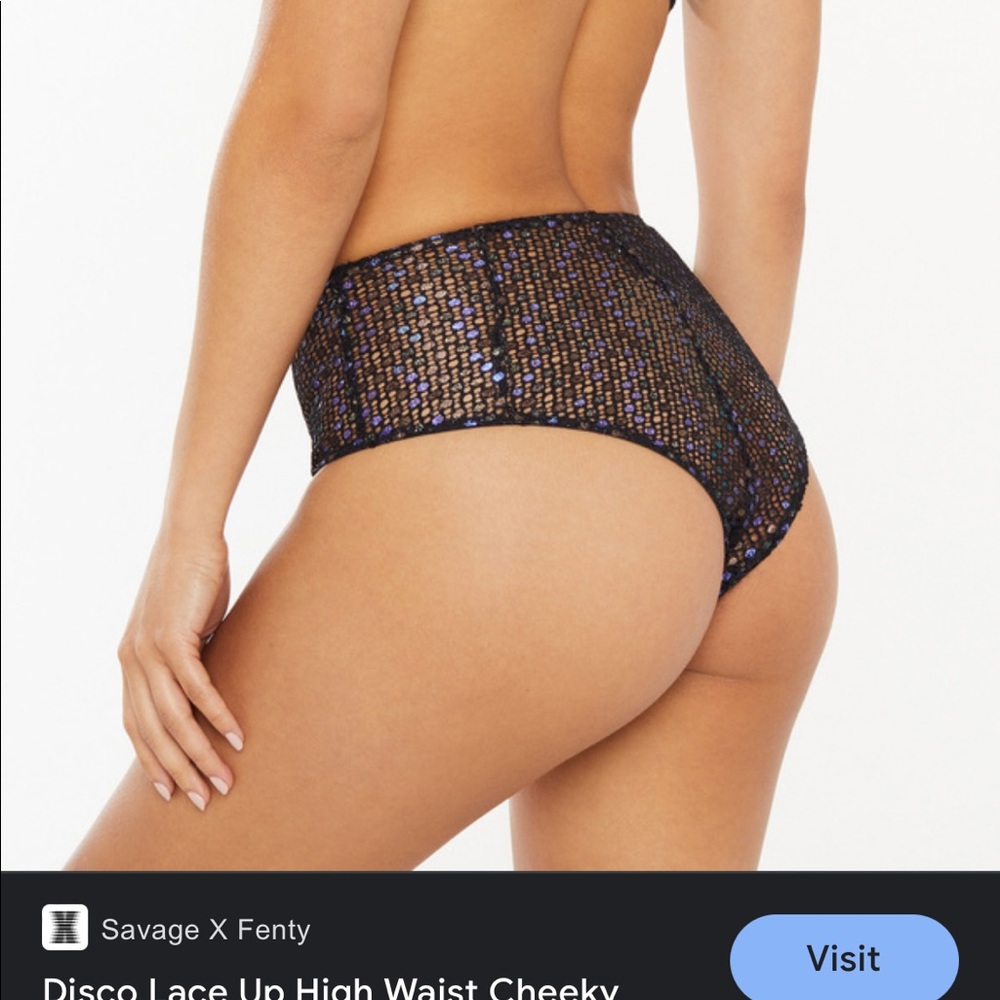 SET/ Savage Fenty Iridescent Disco lace up bralette & high waist cheeky bottoms